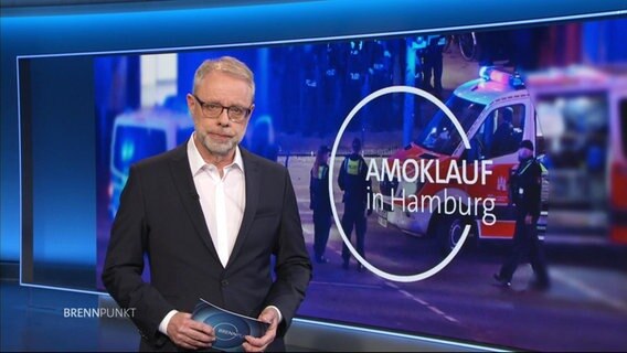 ARD Brennpunkt "Amoklauf in Hamburg" mit Moderator Stefan Niemann. © Screenshot 