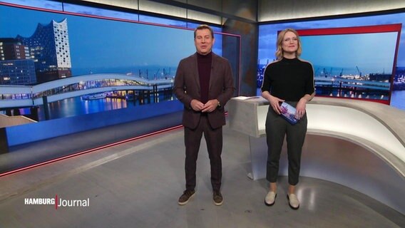 Jens Riewa und Merlin van Rissenbeck moderieren das Hamburg Journal © Screenshot 