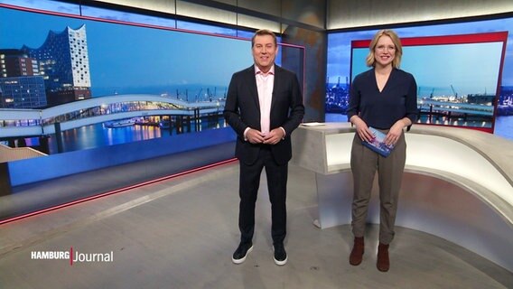 Jens Riewa und Merlin van Rissenbeck moderieren das Hamburg Journal © Screenshot 