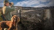 Ein Jäger mit seinem Hund in einem sterbenden Wald. (extra 3 vom 30.03.2023 im Ersten) © NDR 