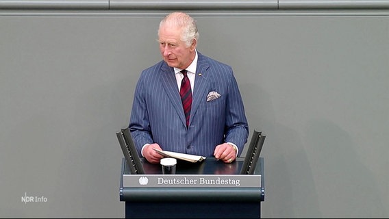 König Charles III. bei seiner Rede im Bundestag. © Screenshot 