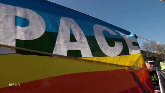 Eine Regenbogenflagge mit der Aufschrift "PACE". © Screenshot 