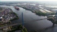 Köhlbrandbrücke von oben. © Screenshot 