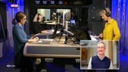 Moderatorin Susanne Stichler im Gespräch mit Internistin Maren Sommer (g.l.), Gesundheitspolitikerin Sabine Jansen (m.) und telefonisch dazugeschaltet Virologe der MHH Dr. Thomas Schulz. © Screenshot 