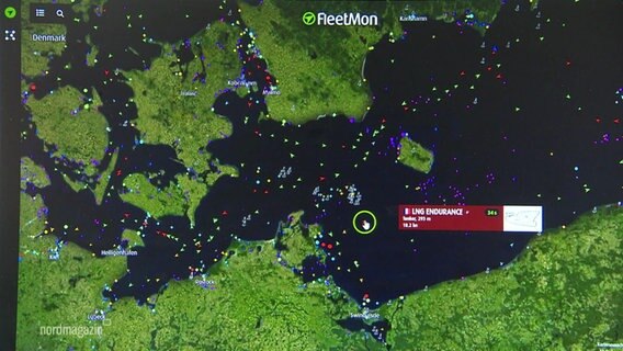 Eine digitale Karte zeigt Schiffe auf der Ostsee. © Screenshot 