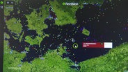 Eine digitale Karte zeigt Schiffe auf der Ostsee. © Screenshot 