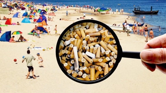 Ein Strand aus Zigarettenfiltern. (extra 3 vom 20.04.2023 im Ersten) © NDR 