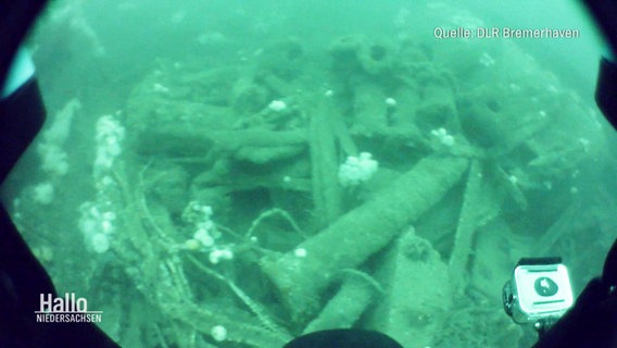 Alte Metallteile und Munition am Meeresboden, Quelle: DLR Bremerhaven © Screenshot 