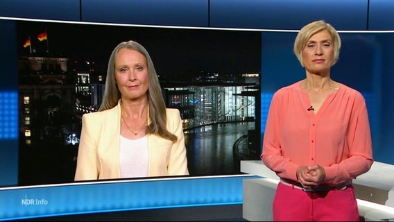 Moderatorin Susanne Stichler im Gespräch mit Reporterin Anja Köhler. © Screenshot 