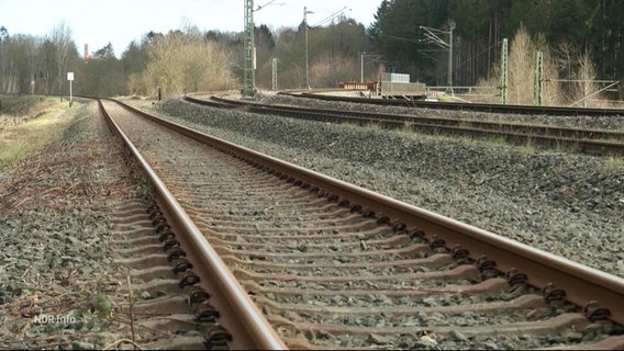 Blick auf ein leeres Gleisbett einer Bahnstrecke © Screenshot 