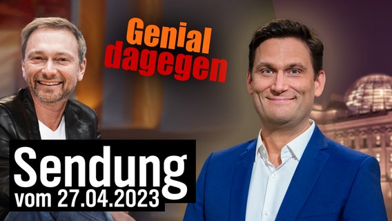FDP-Parteichef Christian Lindner ist genial dagegen. Daneben Christian Ehring. (extra 3 vom 27.04.2023 im Ersten) © NDR 