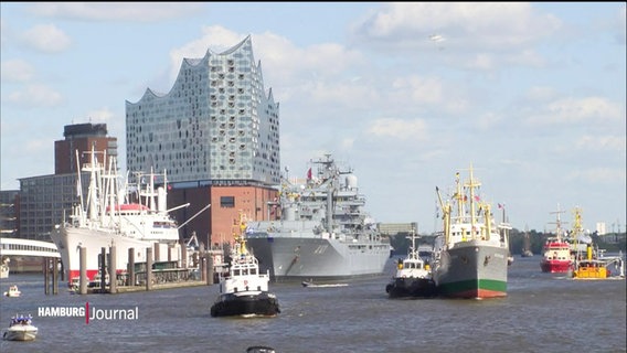 Alte Aufnahmen von einem vergangenen Hafengeburtstag in Hamburg. © Screenshot 