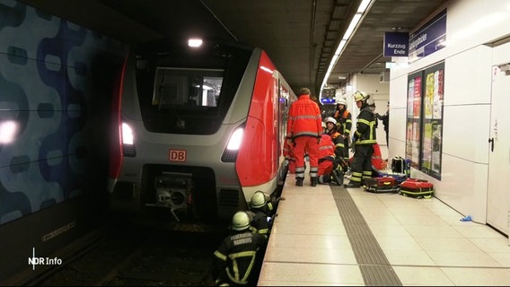 Ein Mann ist an den Landungsbrücken auf noch unbekannte Art ins Gleisbett und vor eine S-Bahn gefallen. © Screenshot 