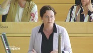 Die Abgeordnete Sybilla Nitsch diskuttiert im Kieler Landtag © Screenshot 