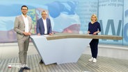 Christopher Scheffelmeier, Andreas Schmidt und Marie-Luise Bram im Studio des Schlesweig-Holstein Magazins. © Screenshot 