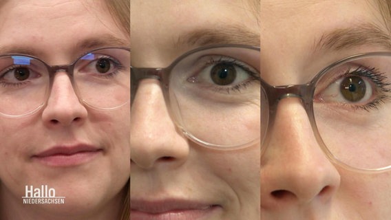 Eine ausgezeichnete Augenoptikerin in drei Nahaufnahmen. © Screenshot 