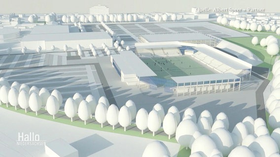 Ein Entwurf des neuen Stadions des VfB Oldenburgs. © Screenshot 