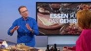 Ernährungsdoc Dr. Andreas Riedl sprich gestenreich über sog. Brainfood. © Screenshot 