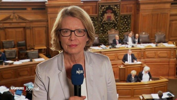 Silvia Borian berichtet live aus der Hamburger Bürgerschaft. © Screenshot 
