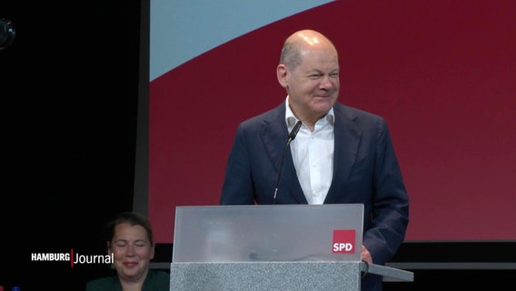 Olaf Scholz auf dem Hamburger SPD-Parteitag. © Screenshot 