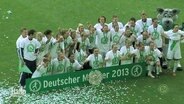 Die Frauen des VfL Wolfsburg als Deutsche Meisterinnen © Screenshot 