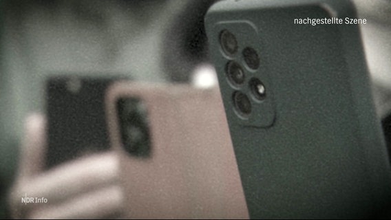 Nachgestellte Szene: Teenager filmen eine Gewalttat mit dem Smartphone. © Screenshot 