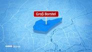 Eine grafische Darstellung der Hamburger Stadtkarte. Der Stadtteil Groß Borstel ist dunkelblau hervorgehoben. © Screenshot 