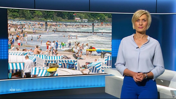 Susanne Stichler moderiert in der Spätausgabe NDR info einen Beitrag über einen Rettungseinsatz an der Ostsee an. © Screenshot 