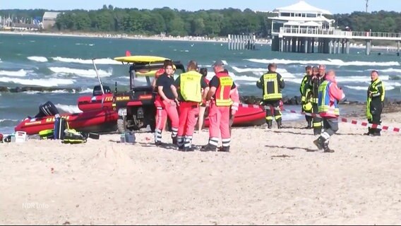 Rettungskräfte bei einem Einsatz am Timmendorfer Strand. © Screenshot 