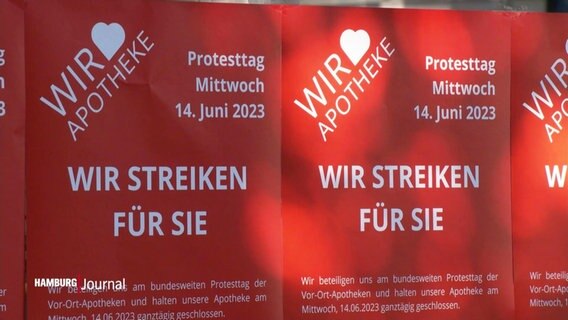 Plakate kündigen einen Streik der Apotheken an. © Screenshot 
