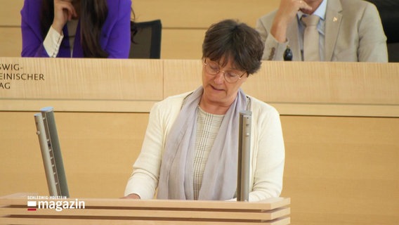Finanzministerin Monika Heinold von den Grünen spricht im Landtag. © Screenshot 