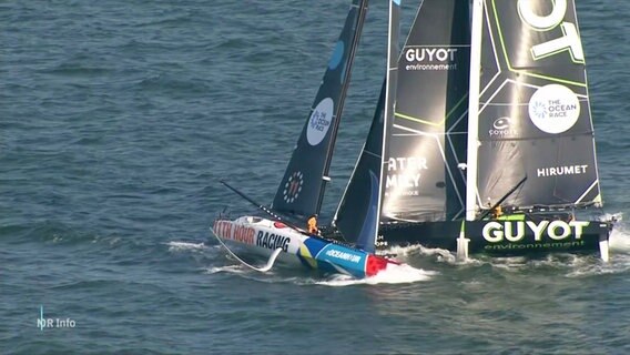 Eine Kollision zwischen zwei Segelbooten beim Ocean Race. © Screenshot 
