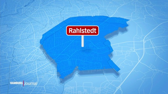 Auf einer blauen Karte ist der Stadtteil Rahlstedt hervorgehoben. © Screenshot 