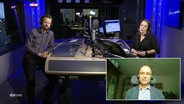 Nina Zimmermann spricht im Studio mit Walter Kaufmann, Helga Schmidt und Dirk Schmittchen © Screenshot 