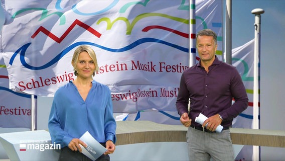 Marie-Luise Bram und Gerrit Derkowski im Studio des Schleswig-Holstein Magazins. © Screenshot 