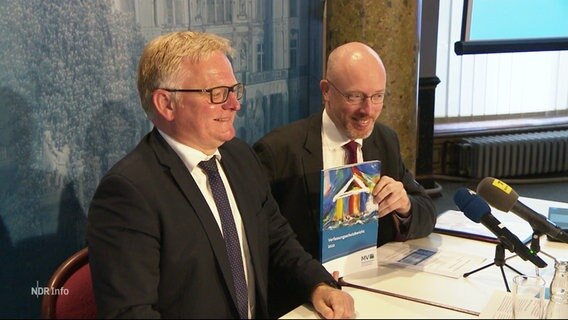 Der Leiter des Verfassungsschutzes MV und der Innenminister stellen einen neuen Bericht vor. © Screenshot 