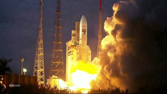 Die Ariane-Rakete startet ins All. © Screenshot 