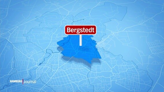 Eine rote Fahne markiert auf einer digital erstellten Karte von Hamburg Bergstedt. © Screenshot 