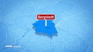 Eine rote Fahne markiert auf einer digital erstellten Karte von Hamburg Bergstedt. © Screenshot 