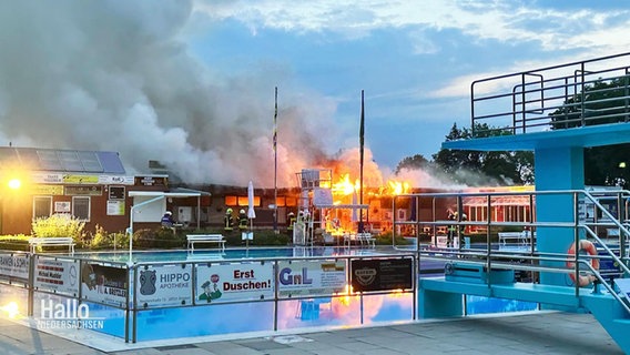 Feuer in einem Freibad. © Screenshot 