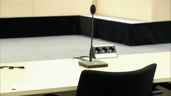 Mikrophon im Gerichtssaal. © Screenshot 