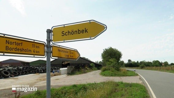 Wegweiser nach Schönbek. © Screenshot 