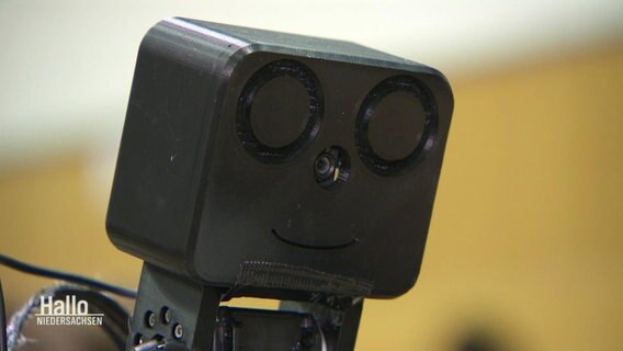 Ein Roboter lächelt in die Kamera. © Screenshot 