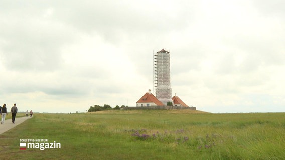 Ein Leuchtturm mit Baugerüst in der Ferne. © Screenshot 