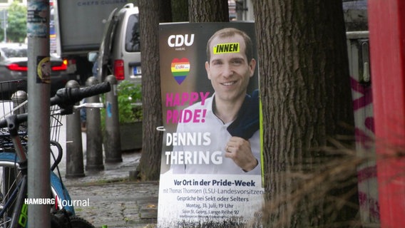 Beklebtes Wahlplakat der CDU. © Screenshot 
