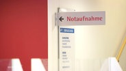 In einer Klinik, ein Schild mit der Aufschrift "Notaufnahme" zeigt nach links. © Screenshot 