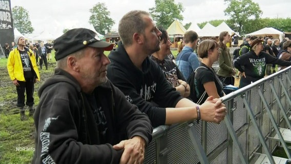 Einige wenige Wacken-Besucher auf dem Gelände. © Screenshot 