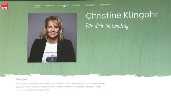 Vorstellung der SPD-Politikerin Christine Klingohr auf der Internetseite ihrer Partei. © Screenshot 