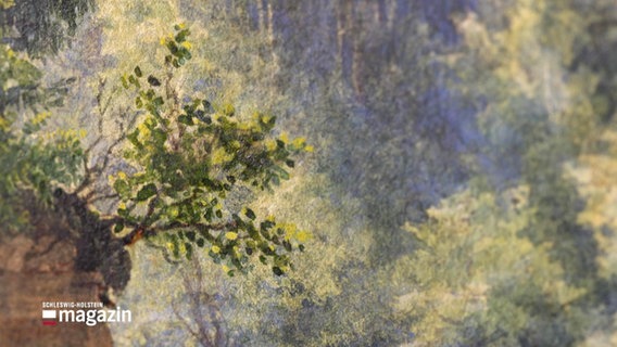 Ein Öl-Gemälde von Pflanzen vor einem Himmel. © Screenshot 