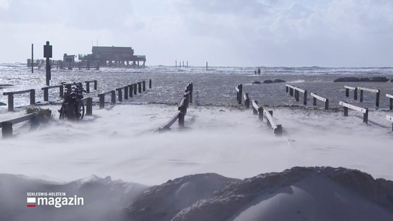 Ein Strand und das Meer im Hintergrund, vom Wind aufgpeitscht. © Screenshot 